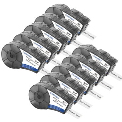 8PK Label Cartridge For BRADY M21-750-499 19.1mm BMP21 Plus  Black/White 3/4' 
