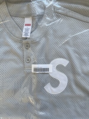 Supreme S Logo Baseball Henley Jersey Grey Size Large Brand