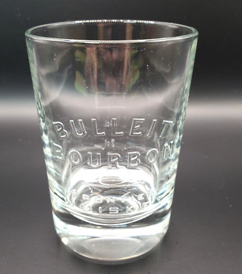 Bulleit Bourbon Frontier Whiskey Glass Embossed Logo Oval Heavy Weight Bar