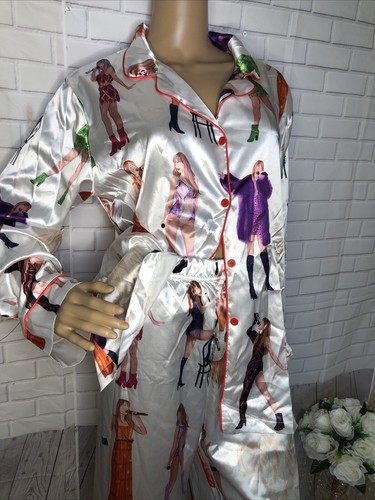Taylor Swift Eras Tour Silky Pajamas Set - WHITE - Women’s Size XL NEW