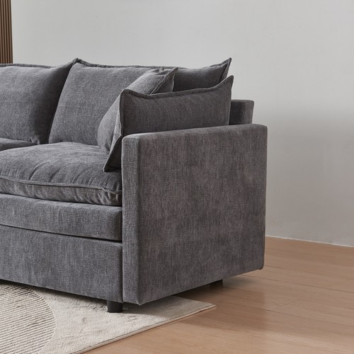 Modulares Sofa Eckcouch Modern Couch Modular Lounge Ecksofa mit Ottomane Grau - Bild 13 von 22