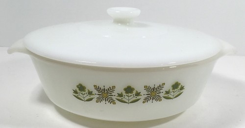 Vintage Caserole Servierschüssel mit Deckel GREEN MEADOW Fire King Anchor Hocking 1,5 Quart - Bild 7 von 12