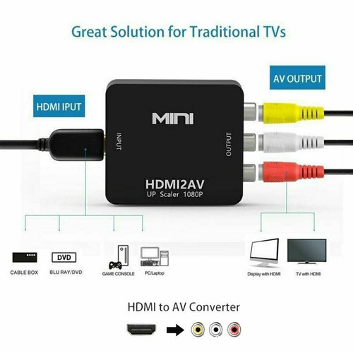HDMI To AV Adapter Converter Cable CVBS 3RCA 1080P Composite Video Audio - Picture 8 of 11