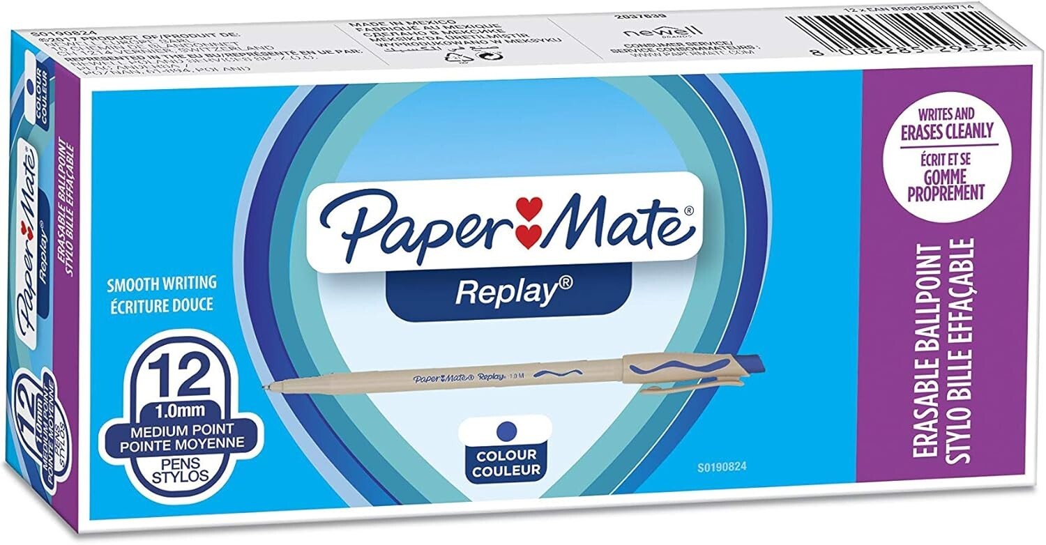 Paper Mate – Penna Replay Paper Mate Blu 12 Pezzi