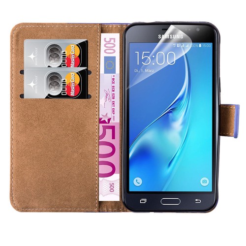 Pour Samsung Galaxy J3 (2016) Coque Portefeuille Cuir à Rabat Support Premium Housse Luxe - Photo 4/15