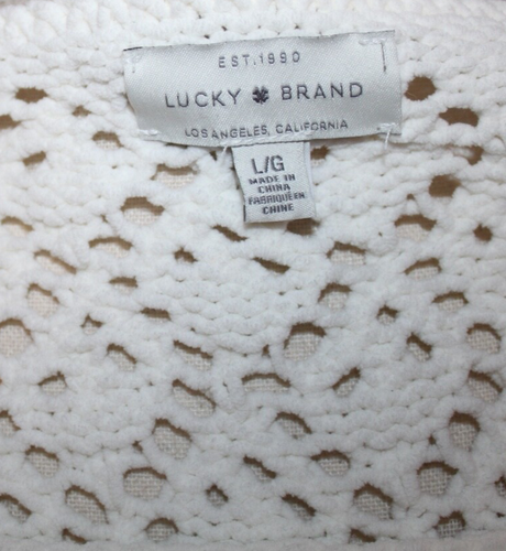Lucky Brand Women's Ivory Open Knit Long Sleeve Sweater Size Large - Picture 3 of 3
