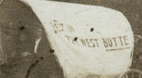 Butte MONTANA RPPC c1910 COVERED WAGONS Wagon Train ADVERTISING BEST IN THE WEST - Picture 3 of 4