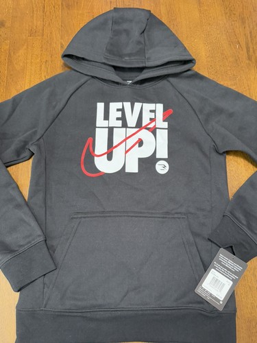NWT Nike 3BRAND Russell Wilson Pull Over Hoodie Youth Boy's Medium Blk Red Check