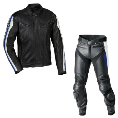 BMW Motard Moto Balade CE Protégé Armure Cuir Courses Veste Hommes Costume - Photo 1/2