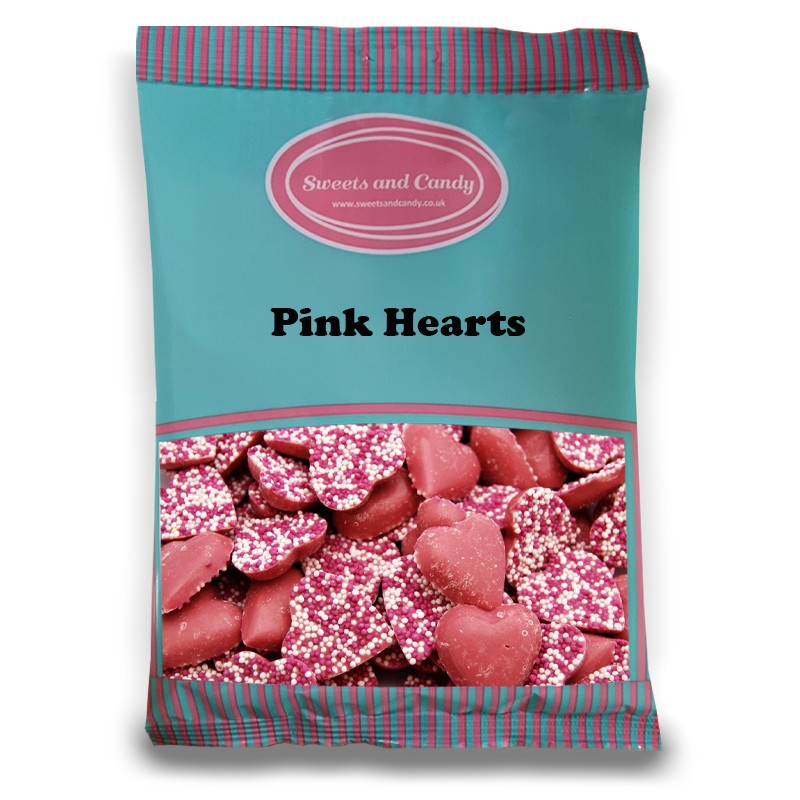 Pink Hearts 1Kg - Strawberry Chocolate Candy Hearts with Pink & White Sprinkles