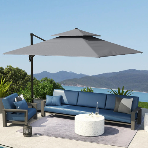 3 x 3(m) Cantilever Parasol with Aluminium Frame, Crank and Tilt, 360-D - Picture 8 of 12