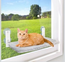 AMOSIJOY Cordless Cat Window Perch, Cat Hammock for Wall with 4 Suction Cups, So