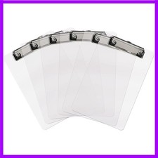 Plastic Small Clipboard, Clear A5 Memo Size Clip Board Pack of 6