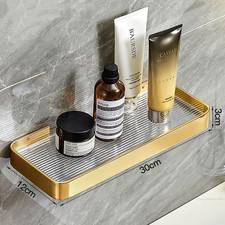 Brushed Gold Bathroom Shelf Aluminum Wall-Mounted Shower Storage Rack Bath Shamp