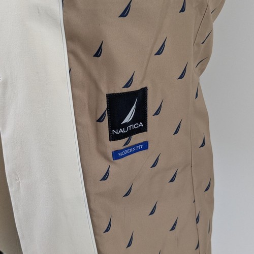 Nautica Men’s Modern Fit 2 Piece Stretch Suit Jacket 36S Pants 30x30 Solid Cream - Picture 7 of 9