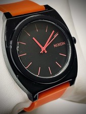 Nixon Time Teller P Mens Watch - Black, Red Markings/hands - New Battery