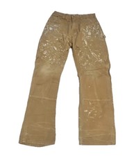Carhartt Double Knee Work Pants Brown Paint Splattered 32x32 Run Smaller USA