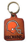 Vintage Nfl Football Cleveland Browns Logo Leather Keychain - Nos
