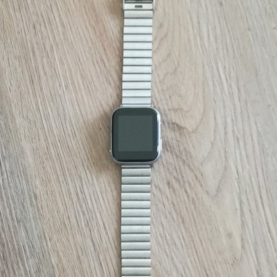 44mm Silver Metal Smart Watch Touchscreen Unlocked Android iOS, SS Band