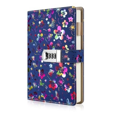  Diary with Lock for Women, A5 PU Leather Journal with Lock 240 Multicolor