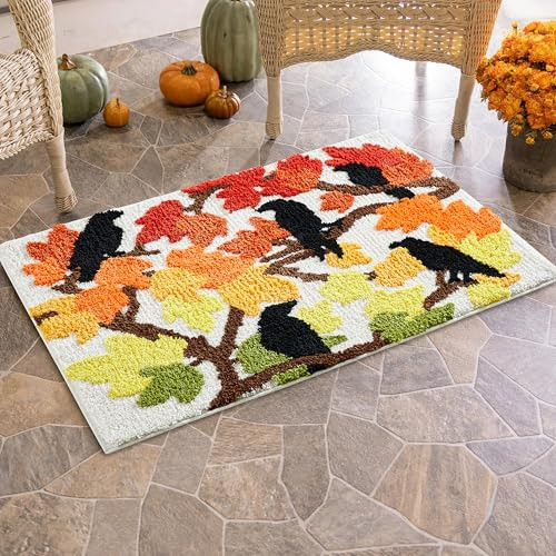 Fall Maple Leaves Bathroom Rugs 2x3 Fall Colored Autumn Small Throw Area Rugs - Picture 2 of 8