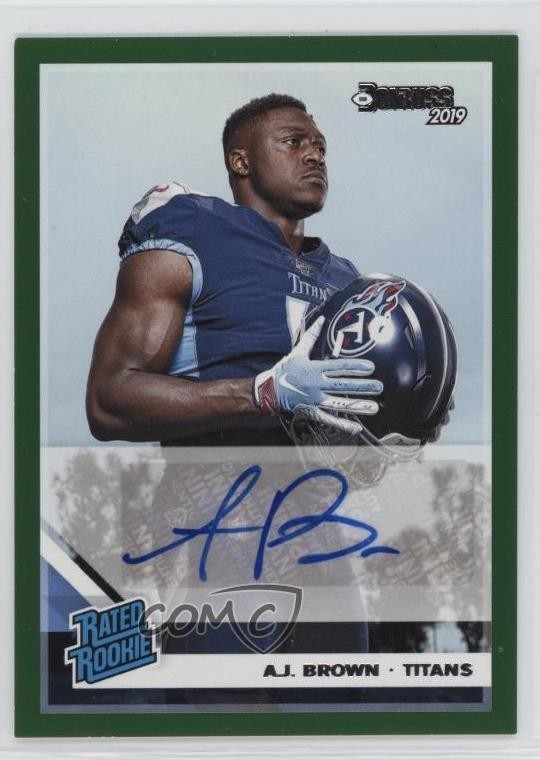 2019 Panini Donruss Rated Rookie Green Auto AJ Brown #314 Rookie Auto RC