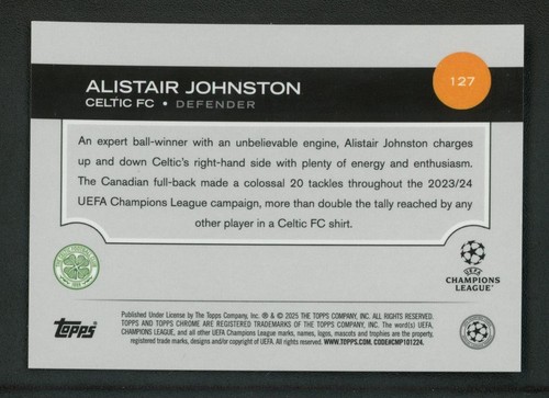 2025 ALISTAIR JOHNSTON 19/25 TOPPS CHROME UEFA CHAMPIONS LEAGUE LAVA ORANGE - 第 2/2 張圖片
