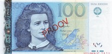 Estonia  100  Krooni  1999 P 82s  Series BX  Specimen Uncirculated Banknote HJ S