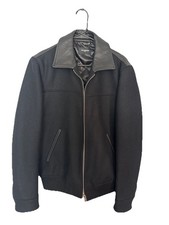 The Koooples Mens Black Leather and Wool Jack...