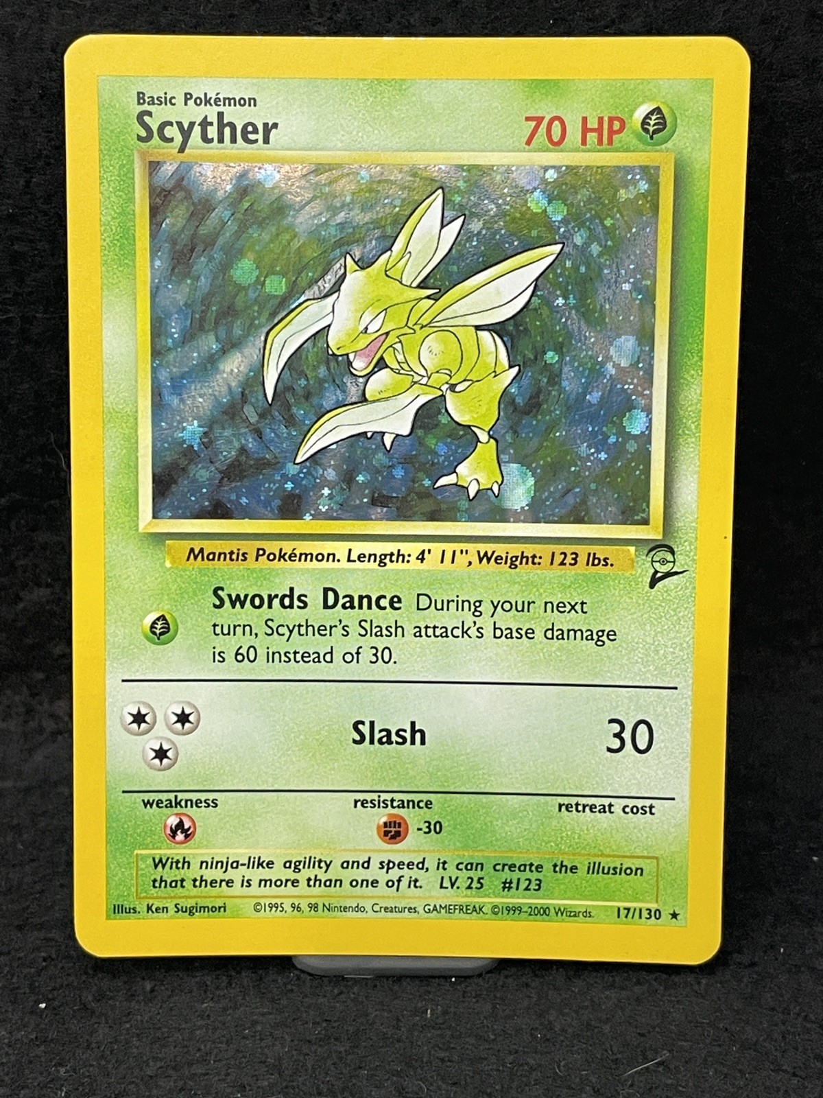 Pokemon Scyther Holo 17/30 from Base Set 2 in LP Condition Pokemon TCG Fast Ship