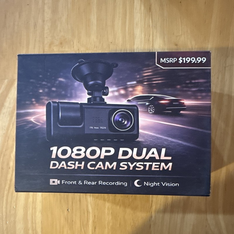 GuardVue 1080p Dual Dashcam System with Front and Back Recording Black