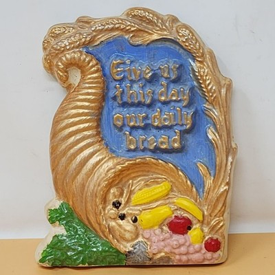 Thanksgiving Cornucopia Hanging Plaque With ''Give Us This Day Our Daily Bread''