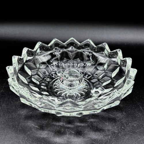 Fostoria American Cubist Clear Glass Taper Candle Holder 3 Footed Vintage Decor - Picture 2 of 10