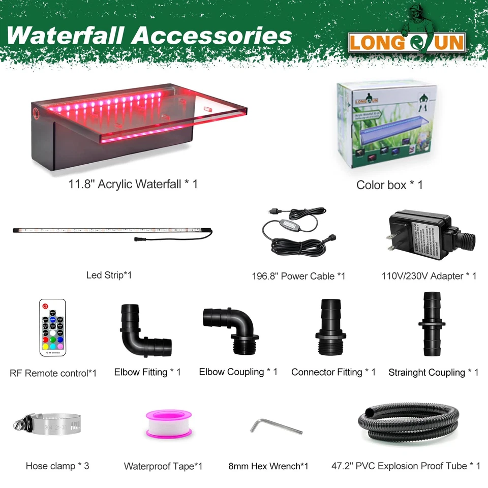 Waterfall Spillway Multi-Color LED Light Outdoor Pool Fountain, Acrylic Water... - Image 2 of 4