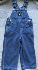 John Deere Toddler Denim Bib Overalls Blue Size 2T Cotton Adjustable Straps