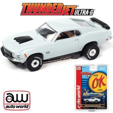 Auto World Thunderjet Ok Used Cars 1970 Ford Mustang Boss 429 Blue HO Slot Car