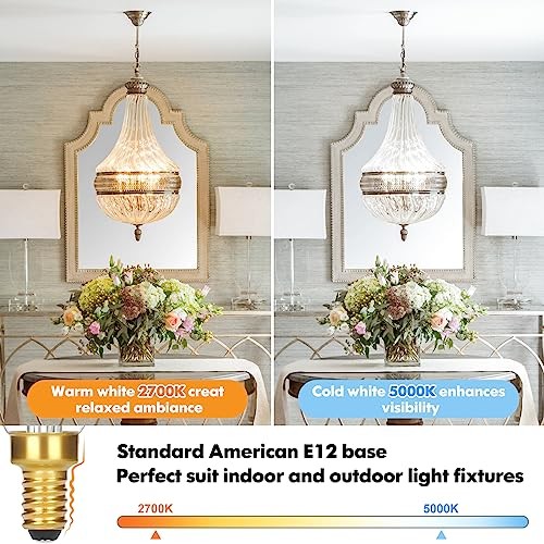 Dimmable E12 Candelabra LED Light Bulbs 40W 12 Count (Pack of 1) 40w Warm White - Picture 5 of 7