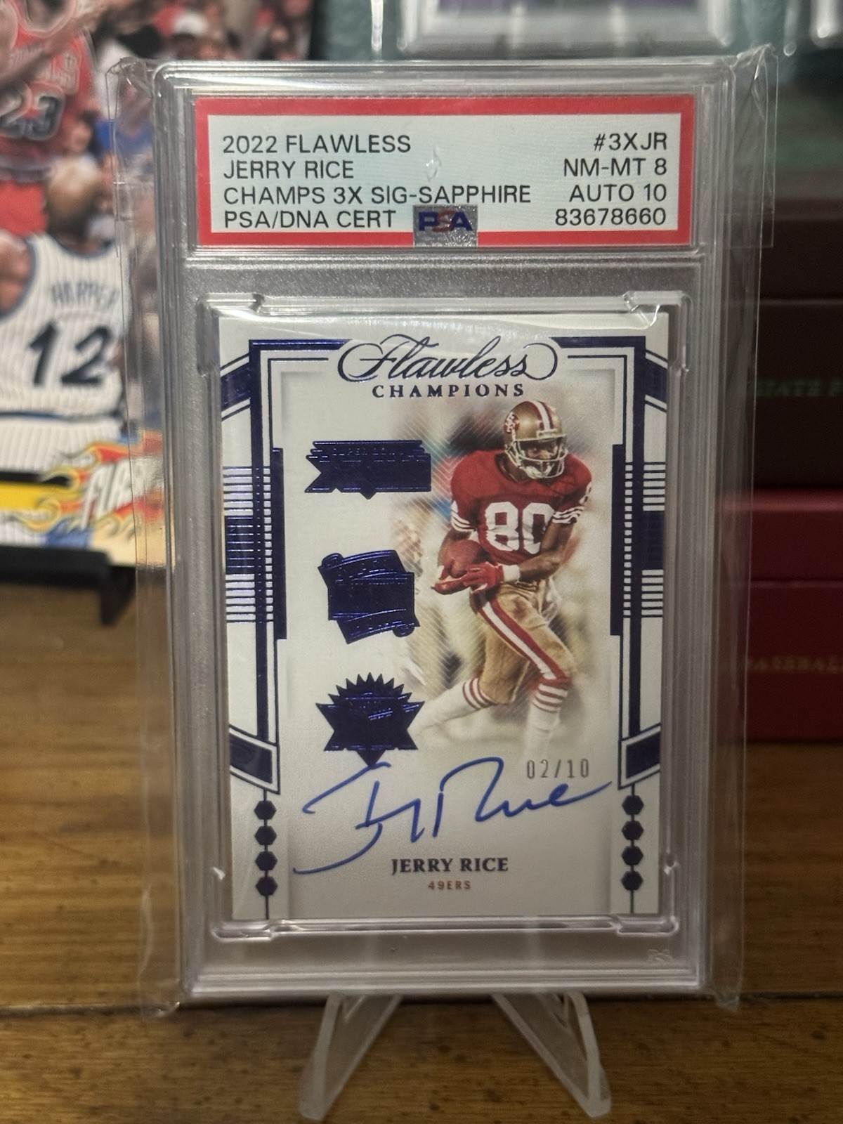 Panini 2022 Flawless Jerry Rice Champions Sapphire Auto /10 PSA 8 POP 1