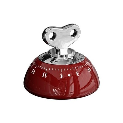 Retro Mechanical Kitchen Timer, Red, 60-Minute Countdown with Wind-up Design