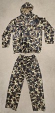 COLUMBIA CAMOUFLAGE CAMO RAIN JACKET & PANTS SIZE L DUCK WATERPROOF HUNTING FISH