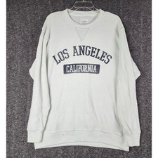Aerie Sweatshirt Womens Small Green Los Angeles California Waffle Knit Oversized