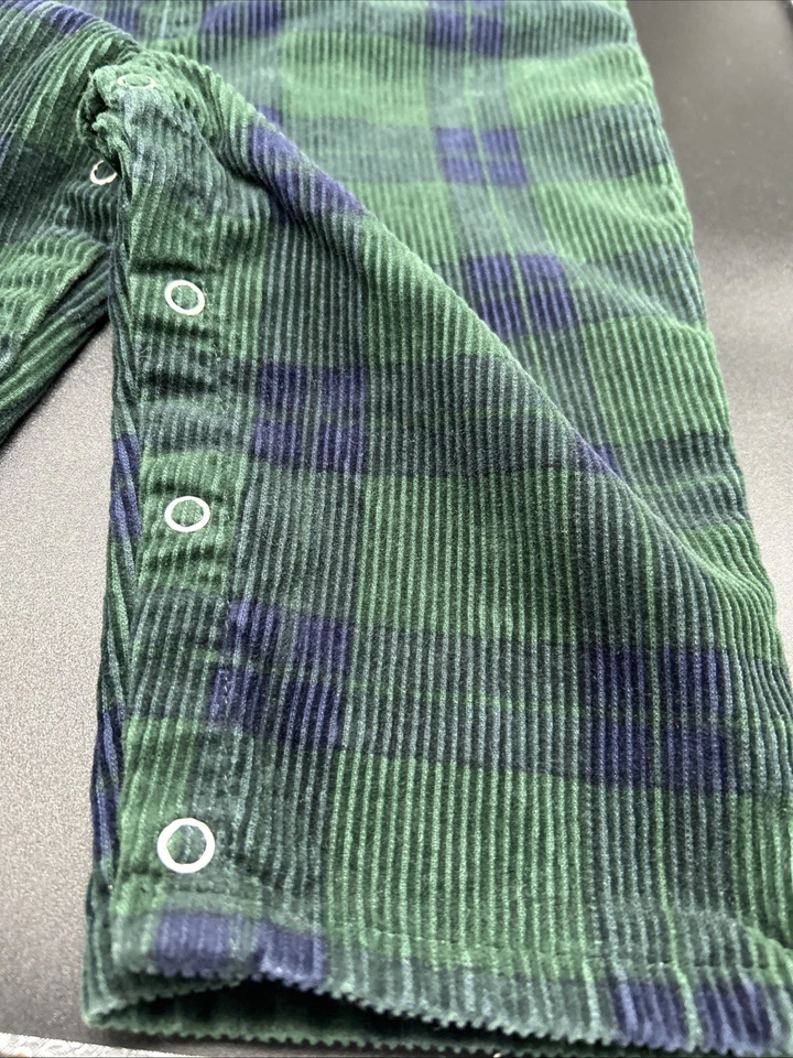 Mono de pana vintage Baby Gap mameluco verde/azul marino a cuadros XL 18-24mos Foto 3 de 4