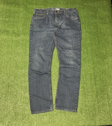 Herren Carhartt Straight Leg Jeans Größe 36x32 Denim USA Workwear Top Y2K - Bild 2 von 7