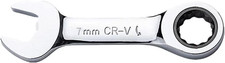 7Mm Metric Stubby Box End Head Geared Wrench, 72-Tooth Ratcheting Combination