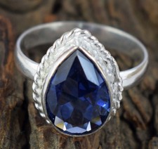 Certificato Naturale Blu Tanzanite 7.90 KT Pera Gemma Donna Anello Natale Saldi