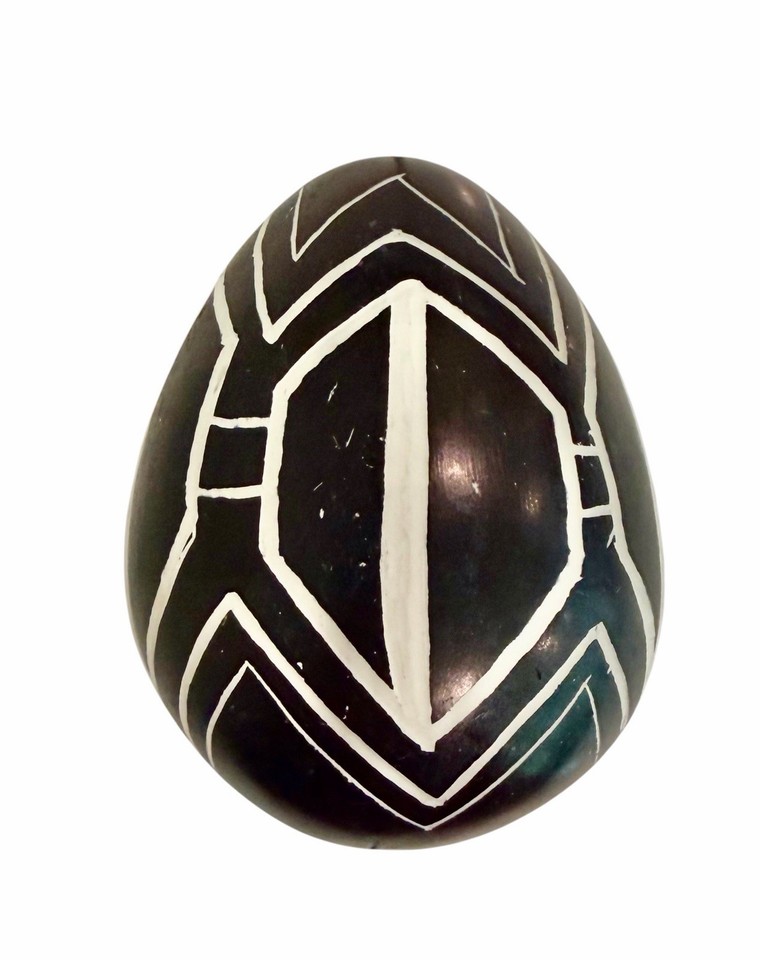 Kenyan Soap Stone Egg Hand Carved Unique African PatternBlack White 3.5 ...