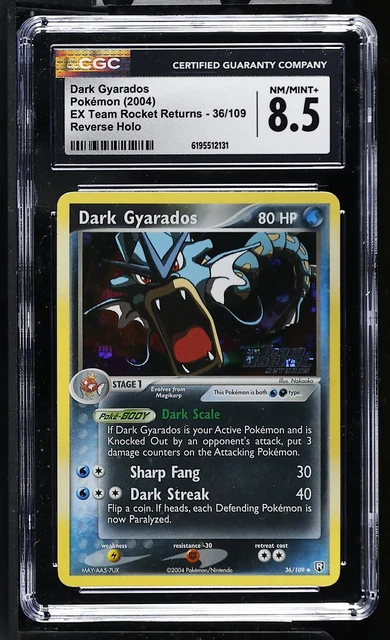 CGC 8.5 Dark Gyarados 36/109 EX Team Rocket Returns Reverse Holo Stamped Pokemon