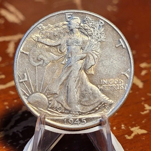 AU 1945 Walking Liberty Half Dollar - 90% Silver