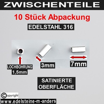 Zwischen Perlen Teile Ketten Armband Spacer Slider Beads Rechtecke Edelstahl DIY