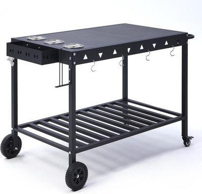 Portable Outdoor Grill Table with Wheels Heavy Duty Griddle